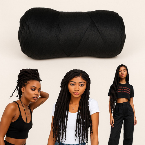 Kit 3 Rolos Fio Panamá Importado Para Tranças Box Braids 80g Preto