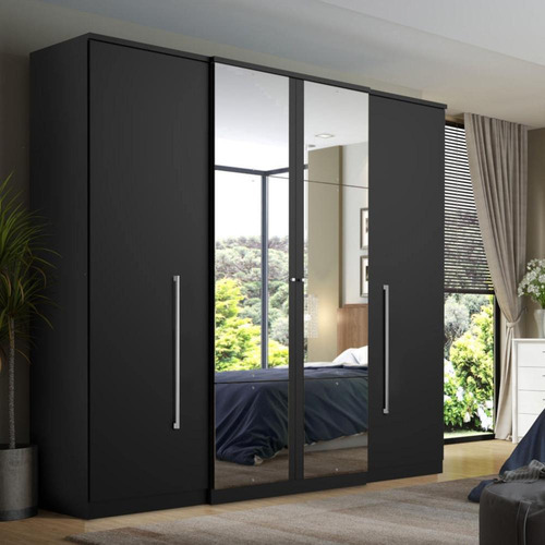 Guarda-roupa Casal Thb Splendore Glass, 4 Portas, Preto