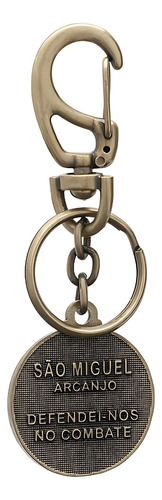 Chaveiro São Miguel Arcanjo Ouro Velho Com Mosquetão Ar9688