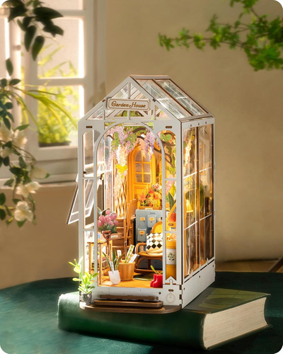 Kit Diy Rolife Book Nook Casa De Jardín, Kit De Miniatura Bo