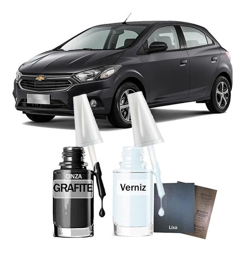 Tinta Tira Risco Gm Chevrolet Onix Lt 2016 Cinza Grafite