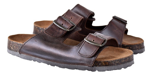 Sandalias Caballero Hombre Piel Chanclas Cafe Flexible 101