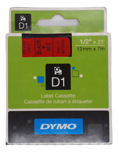 Cinta de etiquetado Letratag Dymo 12 mm D1 45017 roja y negra