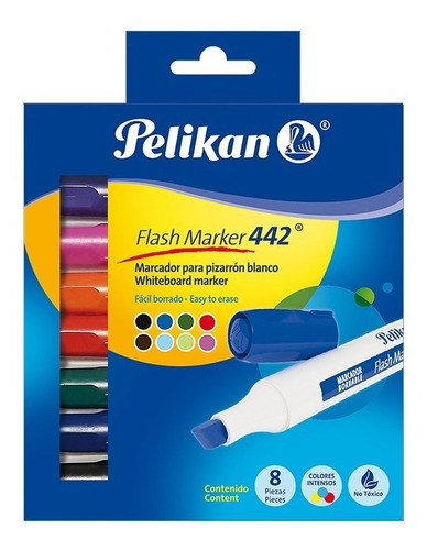 Imagen 3 de 4 de Kit Pelikan: Pizarra Blanca + 8 Marcadores + Borrador Madera