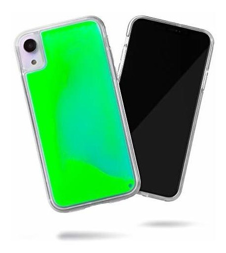 Flowing Neon Sand Liquid Carcasa Para iPhone XR Color Verde