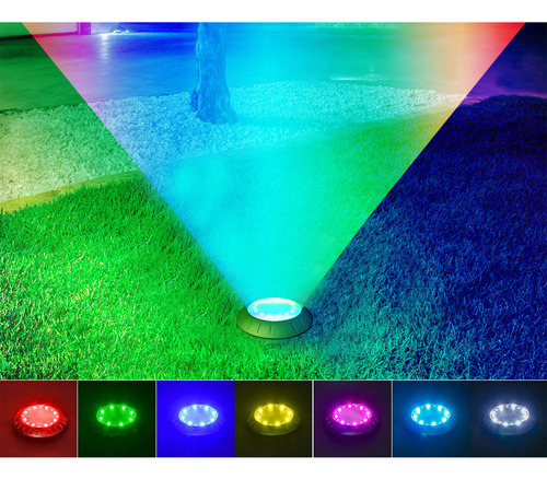 Luces De Suelo Solares E Para Exteriores Con 16 Led Multicol