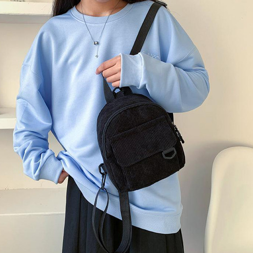 Y Mochila Mini De Pana Vintage De Color Sólido Para Mujer