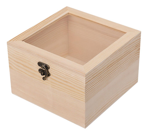 Caja De Madera Joyero Vitrina Con Tapa De Vidrio Con