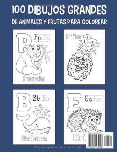 Alfabeto Animales Libro De Colorear: 100 Grandes Dibujos Par