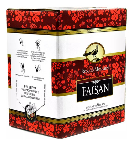 Vino Faisan Rosado Moscatel 5lt Ideal Camping Caja Canilla