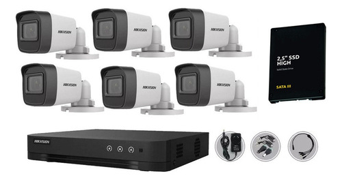 Kit Seguridad Hikvision Dvr 8 Canales 1080p Lite + 6 Bullet