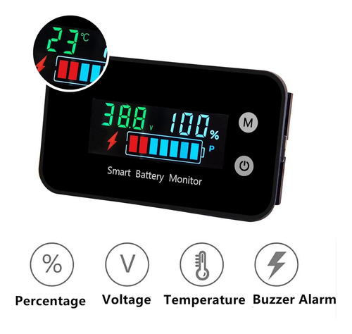 Monitor De Batería Resistente Al Agua Ipx7 12v 24v 36v...