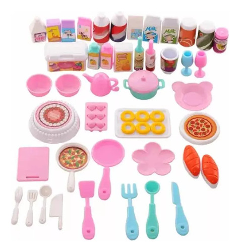 Barbie Utensílios Kit 43 Pçs Miniaturas De Comida Cozinha