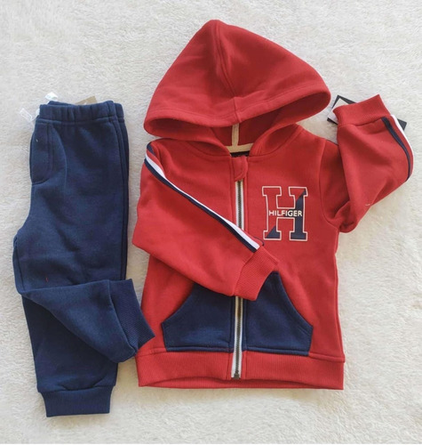 Conjunto Inverno Tommy Hilfiger Original Moletom Infantil Vermelho 3-6 M