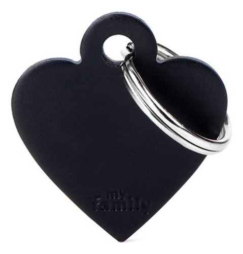 Chapa Identificatoria Para Mascota My Family Heart Black S