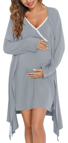 Conjunto Maternal Camisa Y Bata Pijama Lactancia Post Parto