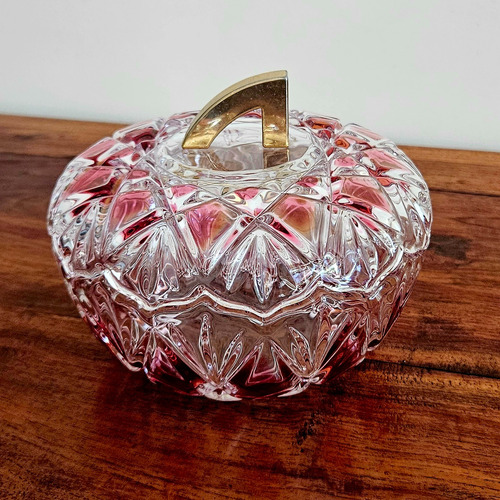 Bombonera Caramelera De Cristal Alemán Antiguo Rojo