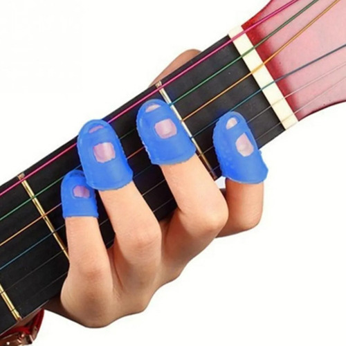 Protector de dedos para tocar guitarra, guitarra y ukelele, color azul marino, talla M