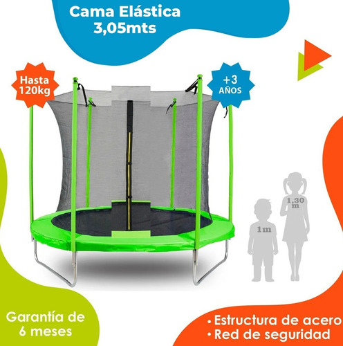 Imagen 2 de 8 de Cama Elastica Juego Plaza Red Reforzada 3,05 M Premium Dadaa