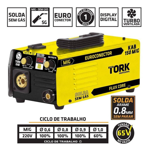 Maquina Solda Inversora Sem Gas Kab150 Mig Euroconector 220v