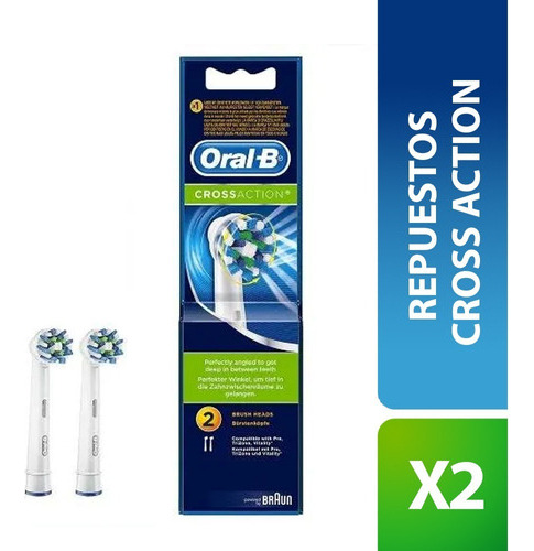 2 Repuestos De Cepillo Electrico Dientes Oral-b Cross Action