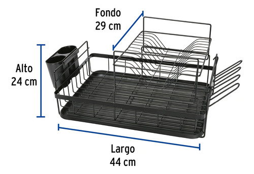 Escurridor Para Trastes 2 Niveles De Acero Foset Etr-4 Negro