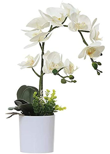 Olrla White Orchid Flor Artificial En Maceta, Faux Butterfly