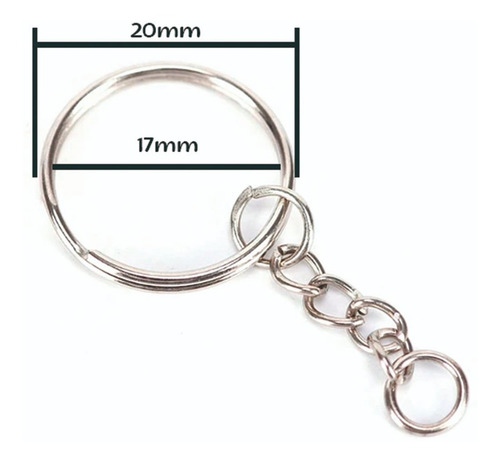 Imagen 2 de 3 de Aros Metal Argolla Con Cadena Para Llaveros X100
