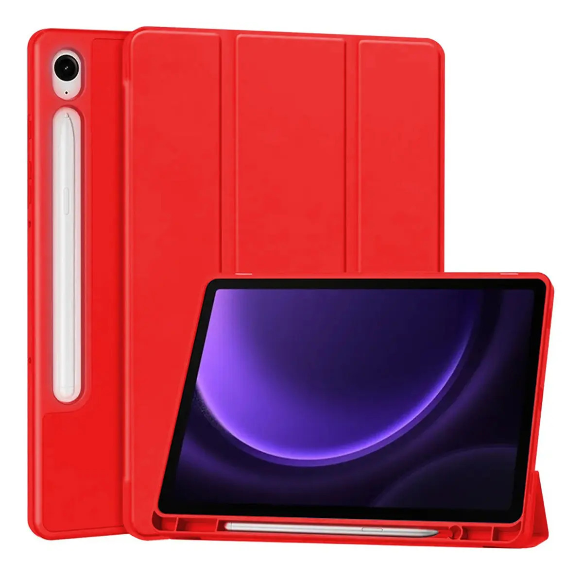Capa Samsung Galaxy Tab S7 S8 S9 Tablet Suporte Dobrável Cor Vermelho