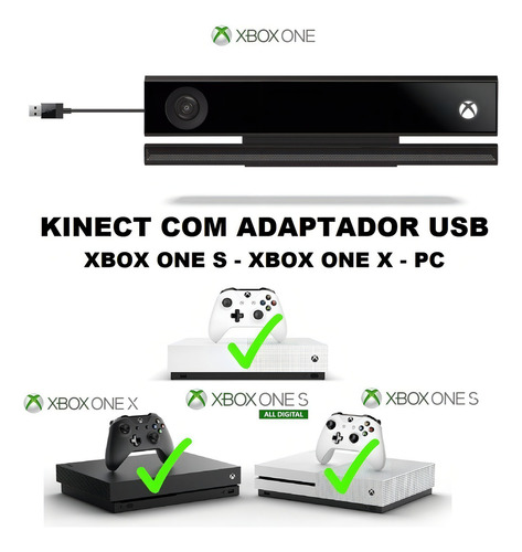 Sensor Kinect Xbox One + Adaptador Usb Xbox One S Xbox One X