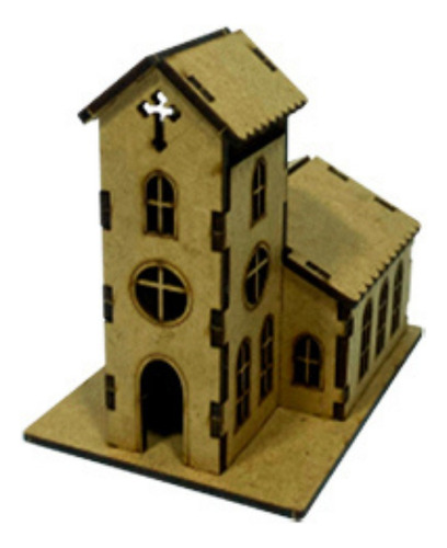 Réplica Igreja Miniatura P/ Coleção Tam Pequeno Em Mdf Cru