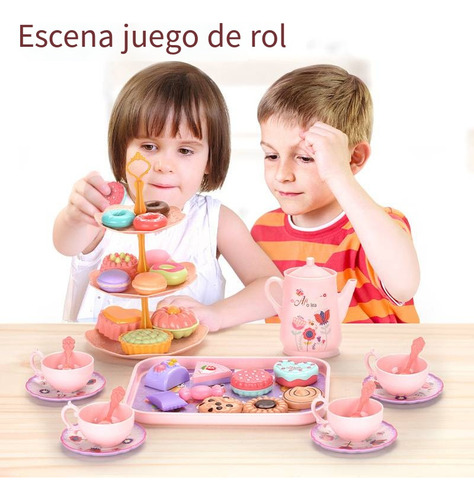 Juego De Té Metálico 46 Pzs Accesorios Juguete Comida Niñas