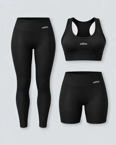 Kit Feminino Fitness Top Nadador + Legging + Short