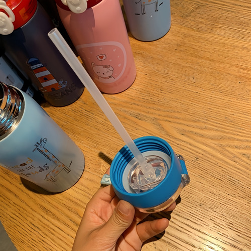 Termo Infantil Acero Inoxidable 350ml Con Popote Seguro