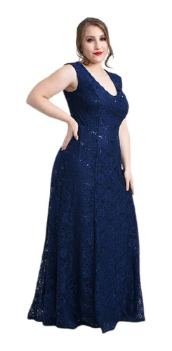 Vestido Fiesta Dama Encaje Con Brillitos Mujer