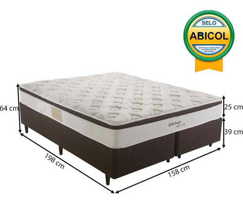 Cama Box Herval Queen Edimburgo, 64x158x198, Molas Maxspring Cor Branco