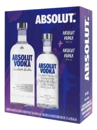 Vodka Absolut Blue 750 Ml + 375 Ml Sabor Original