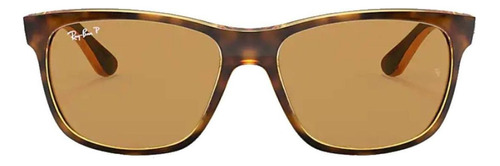 Anteojos de sol polarizados Ray-Ban RB4181 Standard con marco de injected color gloss tortoise, lente brown de cristal clásica, varilla gloss tortoise de injected