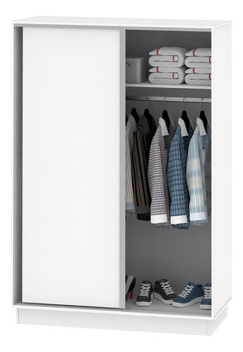 Placard Blanco De 2 Puertas Corredizas De 1,35 M Con Cajones Blanco