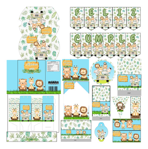 Kit Imprimible Cumpleaños,candy Safari Nene 2 Personalizable