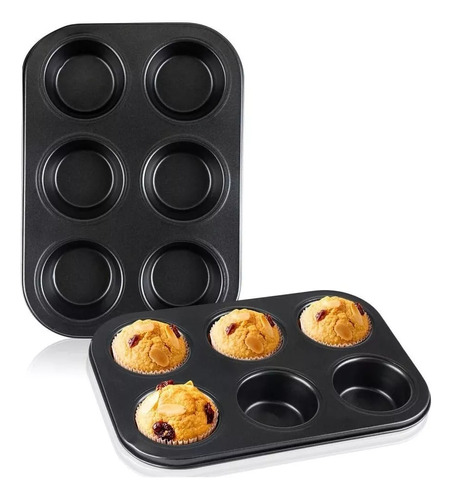 Molde De Muffins Cupcakes X6 Teflón Repostería Antiadherente