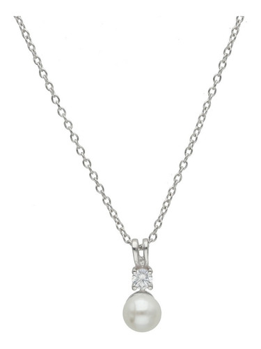 Cadena Y Colgante Perla Y Piedra De Plata 925 Rodinada 60080