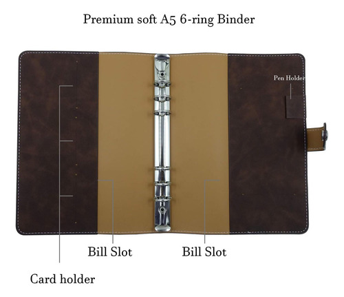Carpeta De Cuaderno De Cuero De Pu A5, Cubierta De Carpeta 6