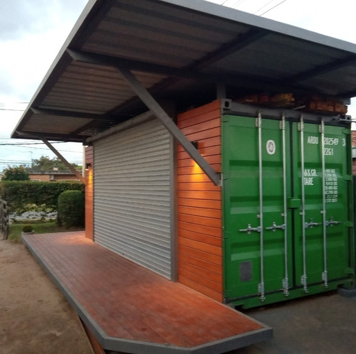 Contenedor Oficina Con Sobre Techo Y Deck De Madera