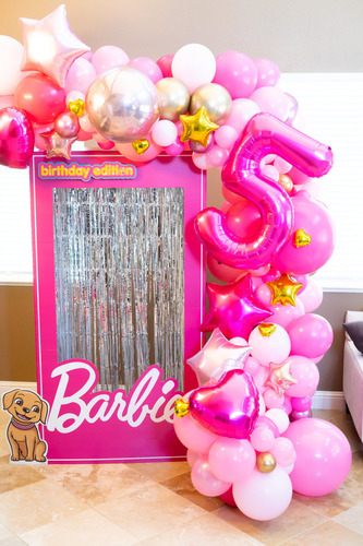Globo Barbie Arco De Globos Estrella Rosado Fucsia + Número