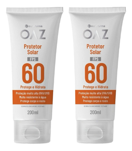 Kit 2 Frascos Protetor Solar Oaz Fps 60 200ml Creme