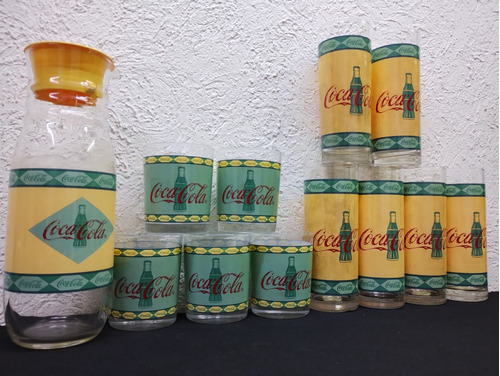 Set Jarra Con Vasos Coca Cola Vintage Luminarc Francia 12pzs