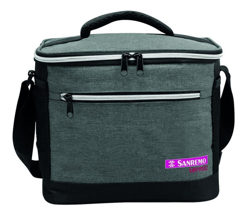 Imagem 1 de 3 de Bolsa Térmica Sanremo 8lt Cinza Alça 3 Bolsos Marmita Lanche