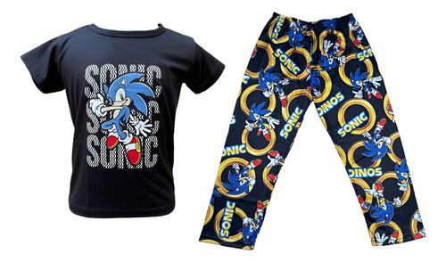 Pijama Infantil Sonic Niño Conjunto Playera Pantalón Algodón