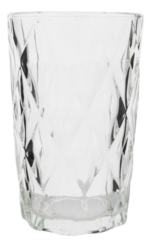 Set 6 Vasos Relieve Diamante Highball De Vidrio 354 Ml Color Transparente